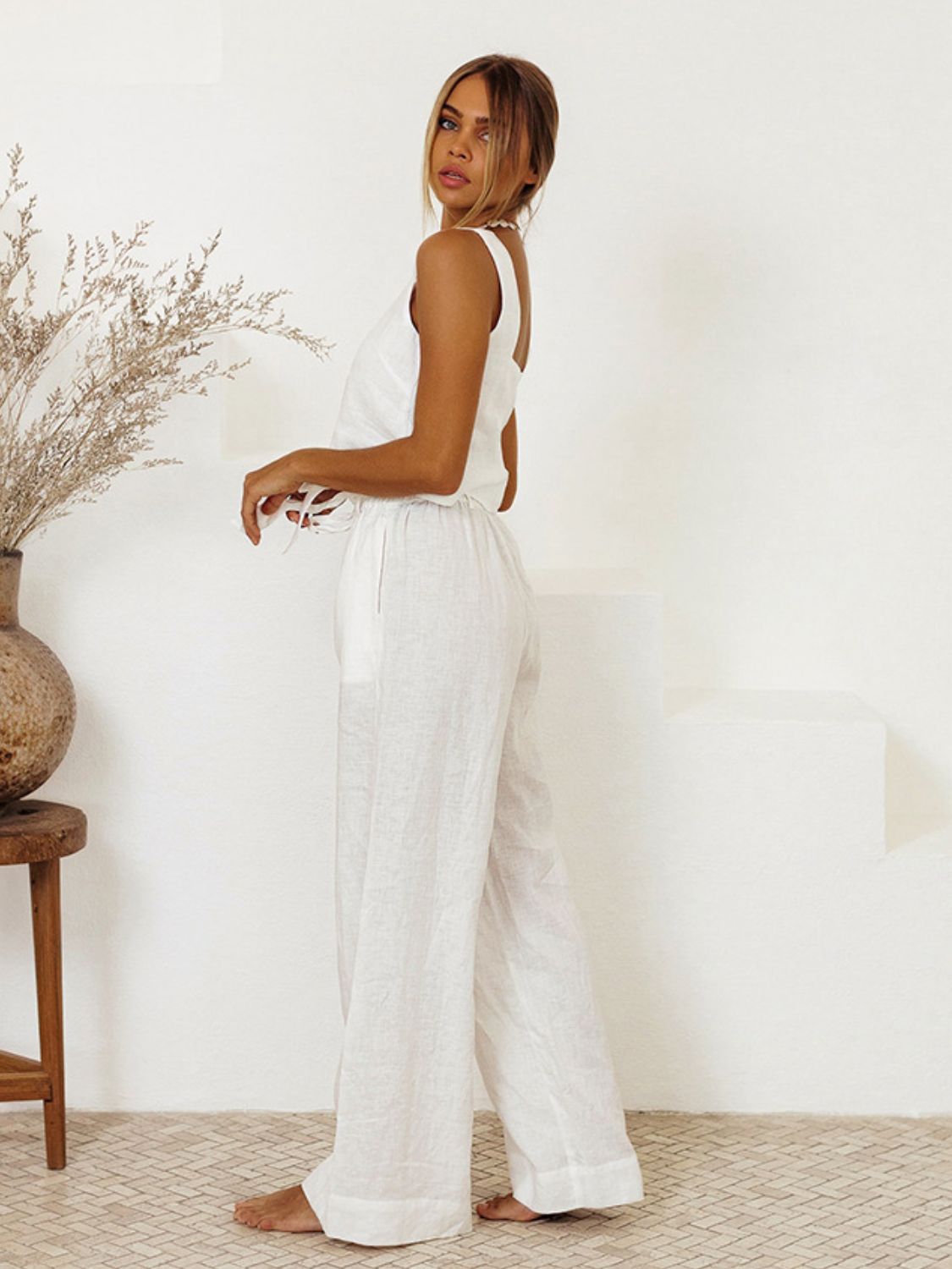 Chic Squares Top and Pants Set