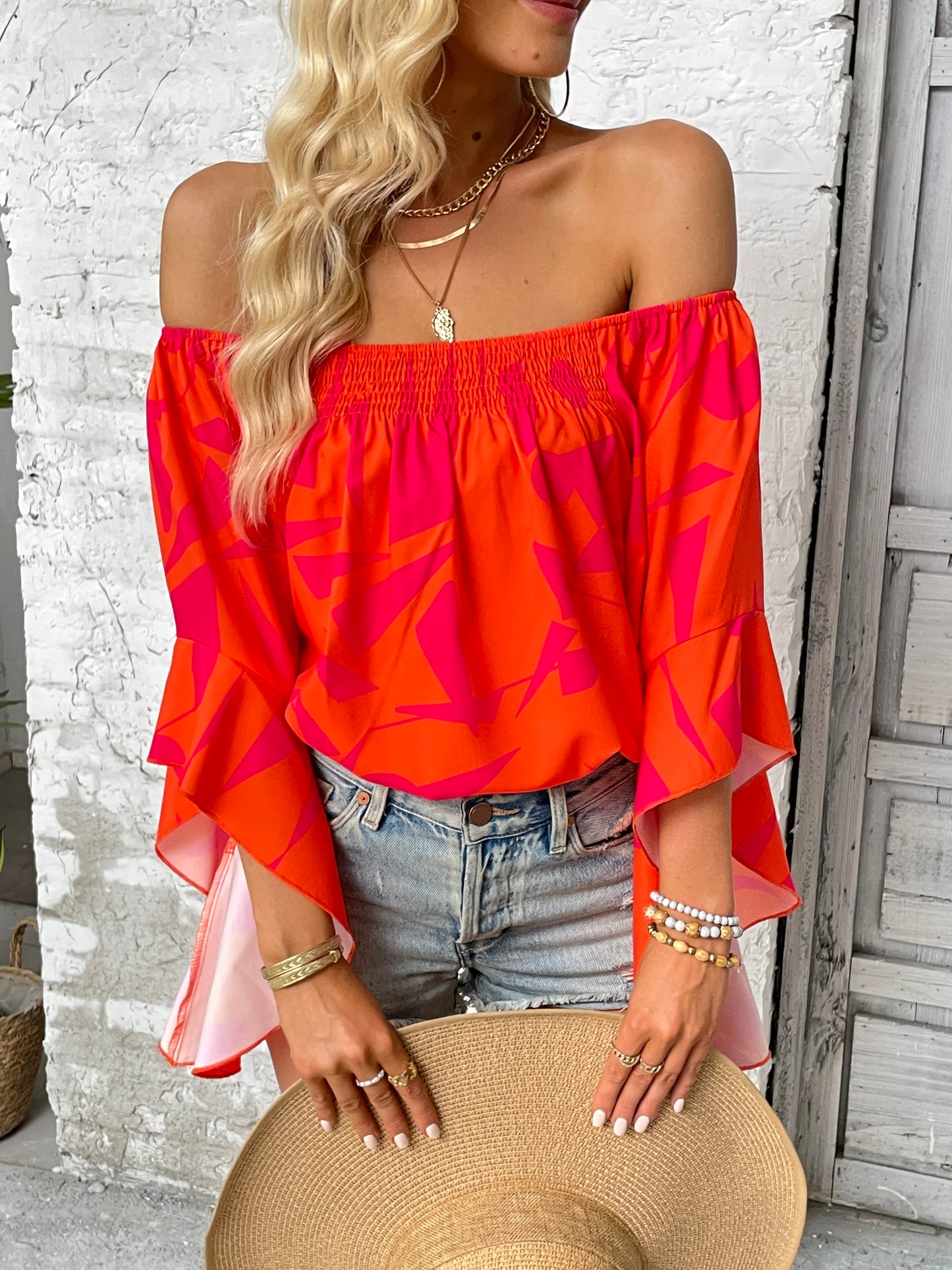Mystic Maze Off-Shoulder Blouse