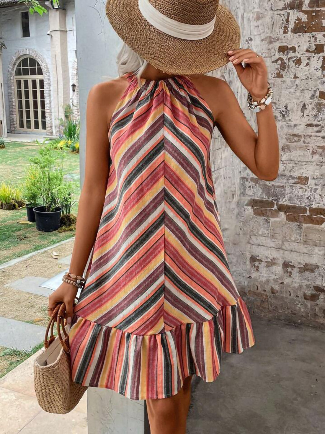 Sofia Striped Ruffled Dress