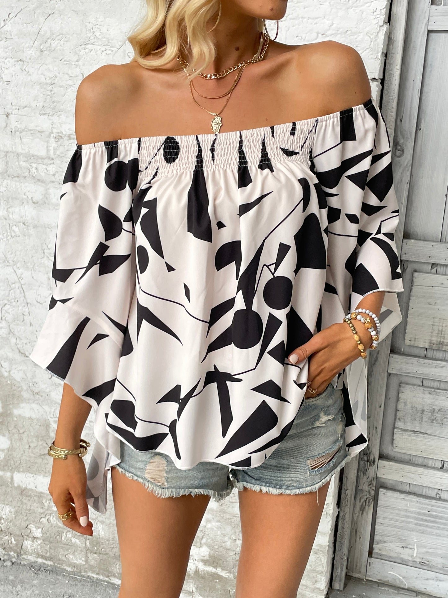 Mystic Maze Off-Shoulder Blouse