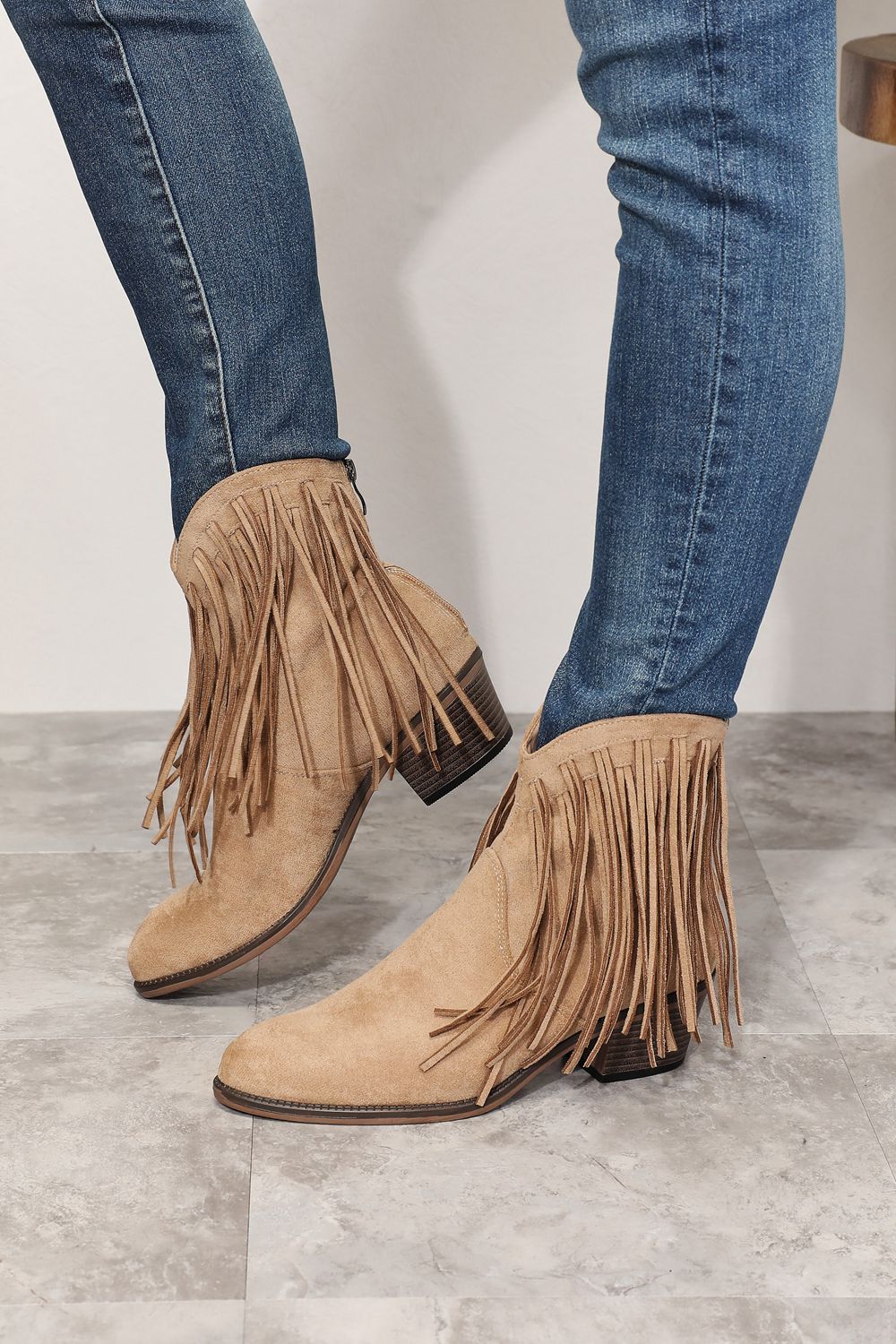 Western Fusion Fringe Ankle Boots