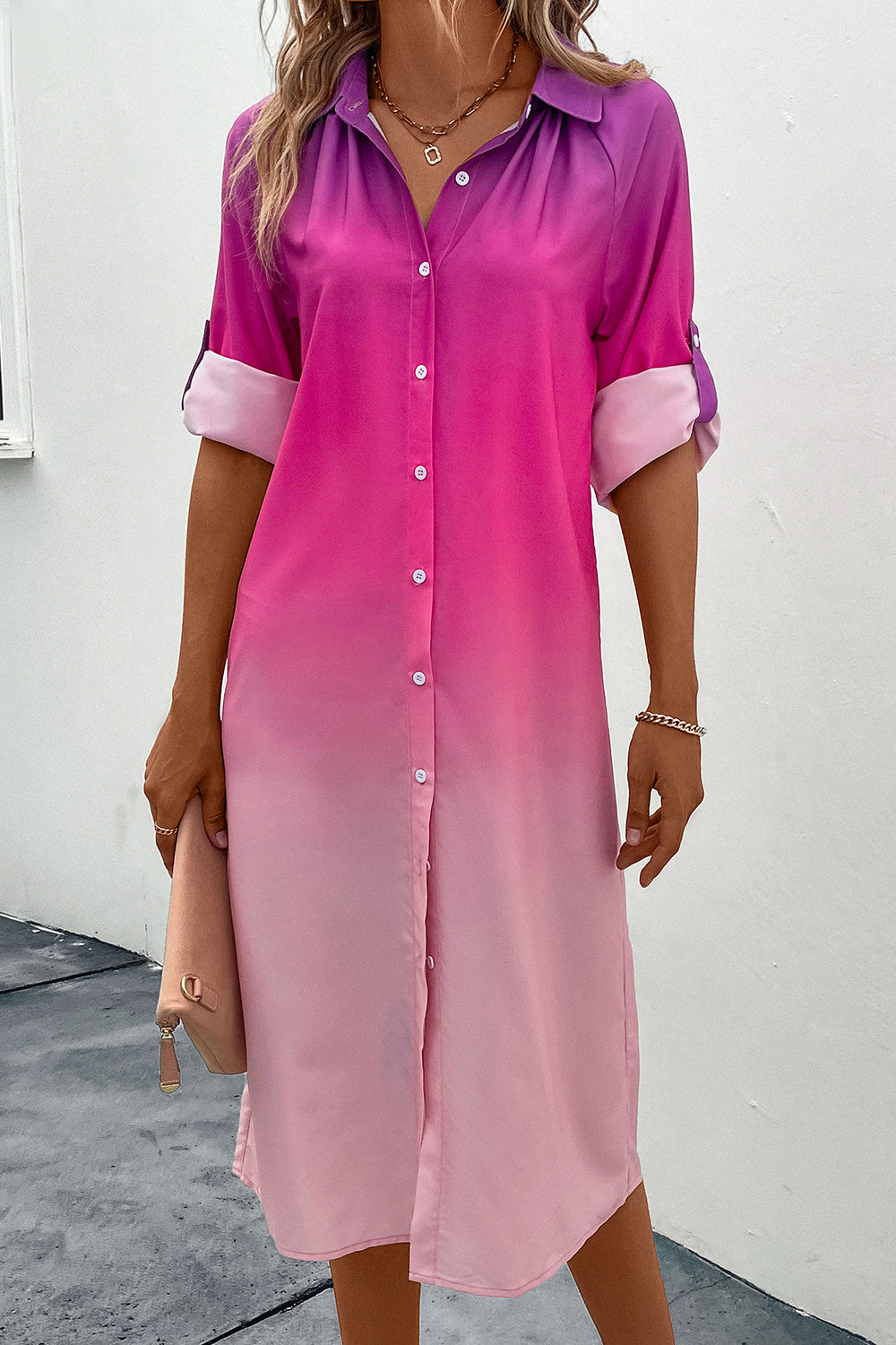 Blush Horizon Shirt Dress