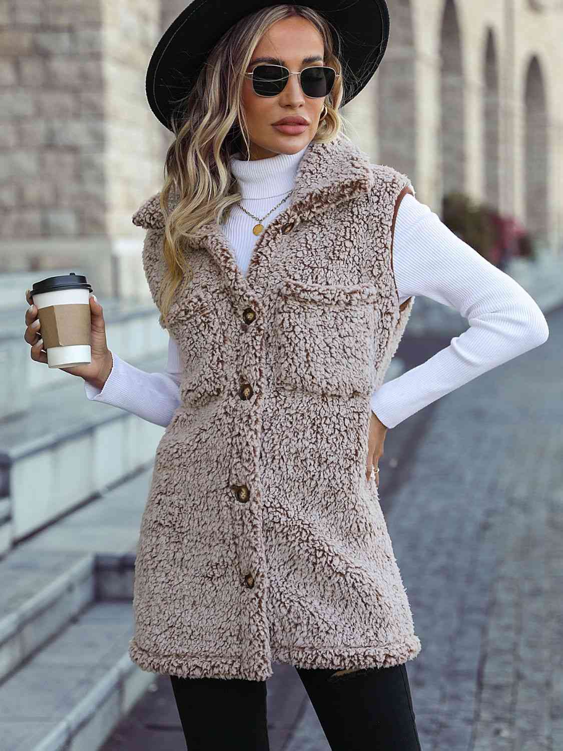 Arctic Allure Button-Down Sherpa Vest
