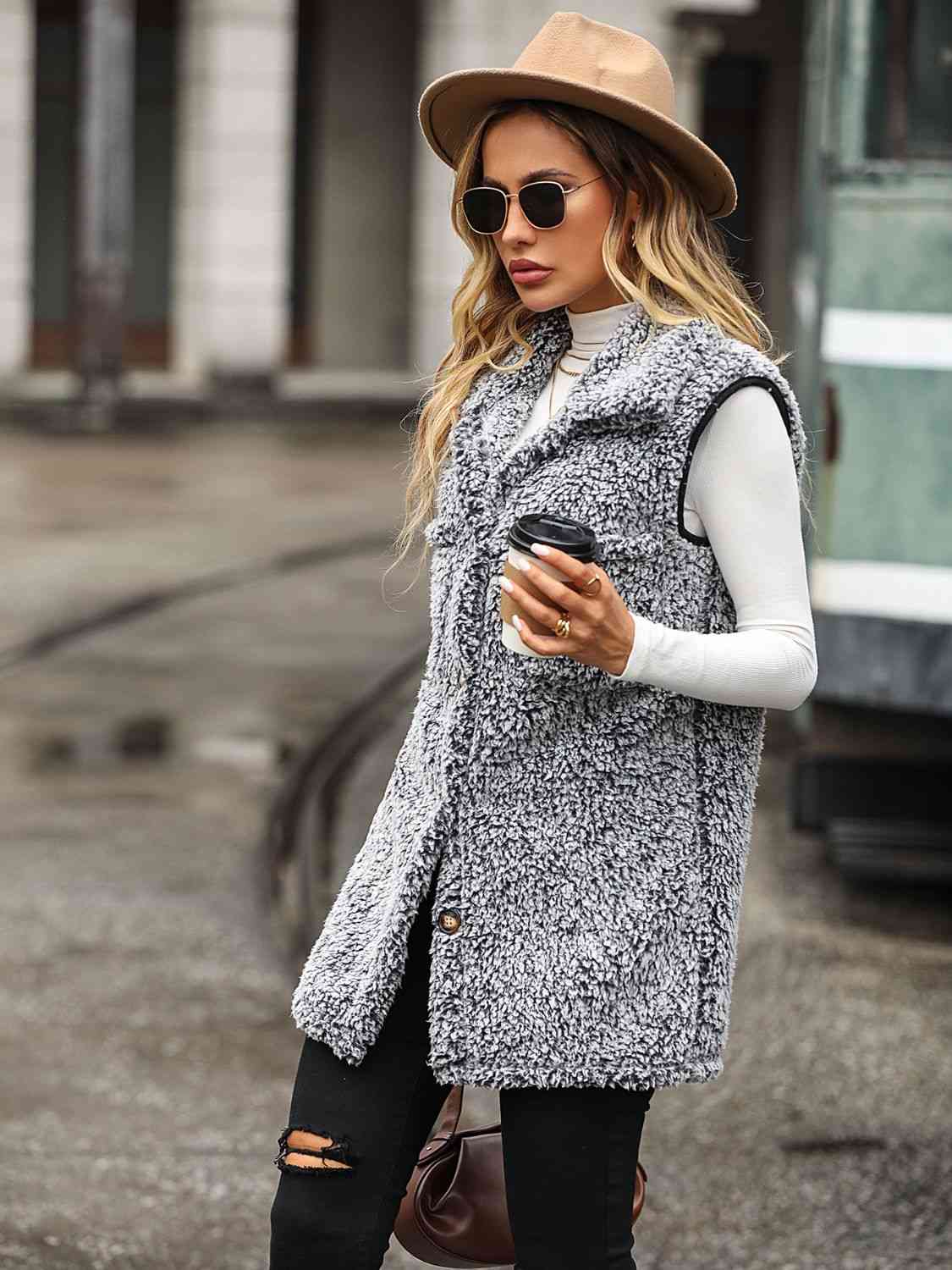 Arctic Allure Button-Down Sherpa Vest