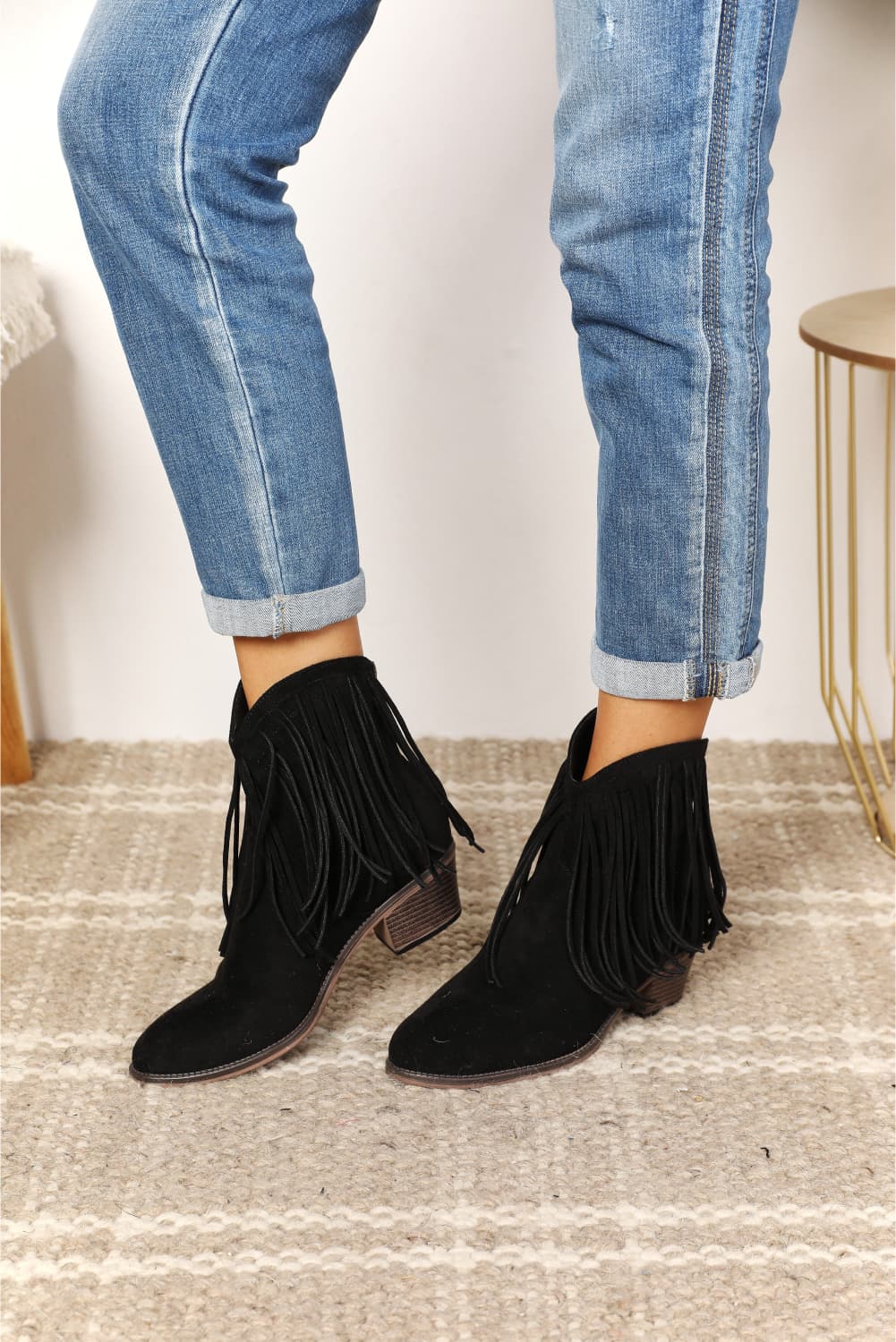 Western Fusion Fringe Ankle Boots