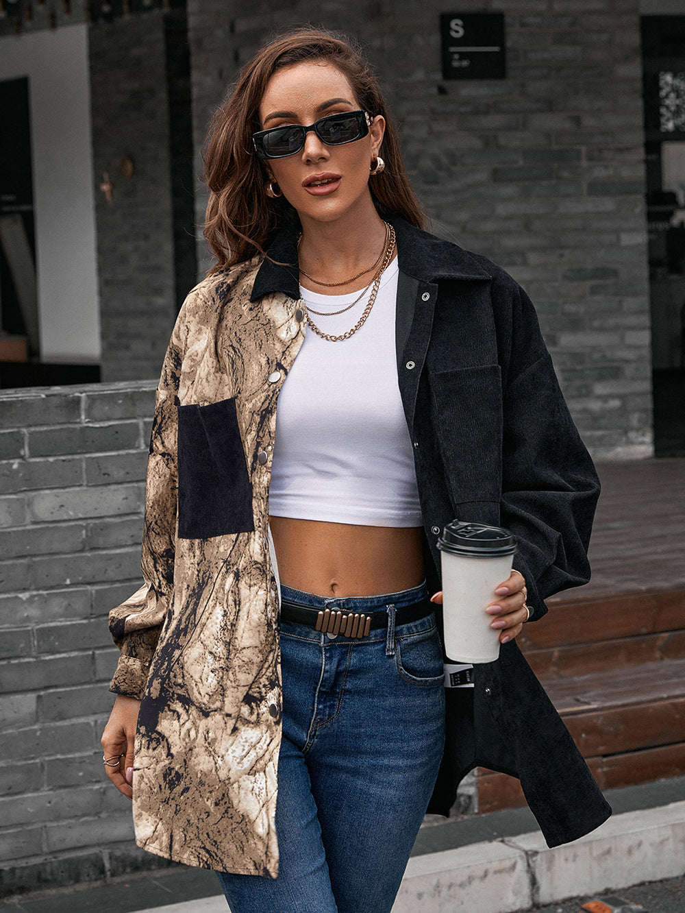 Collared Contrast Top