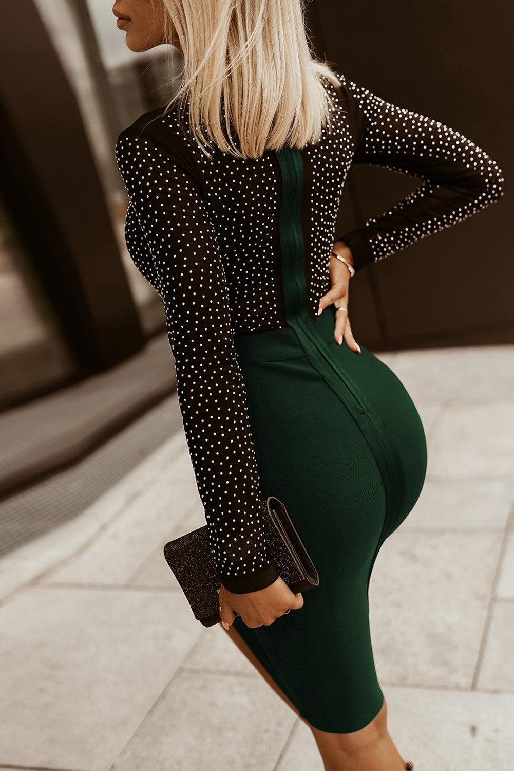 Glistering Mock Neck Dress