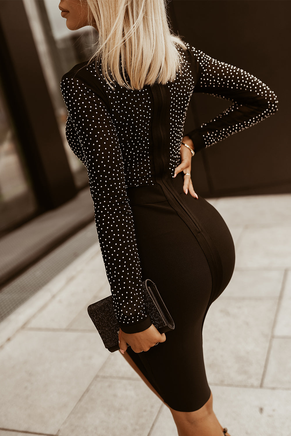 Glistering Mock Neck Dress