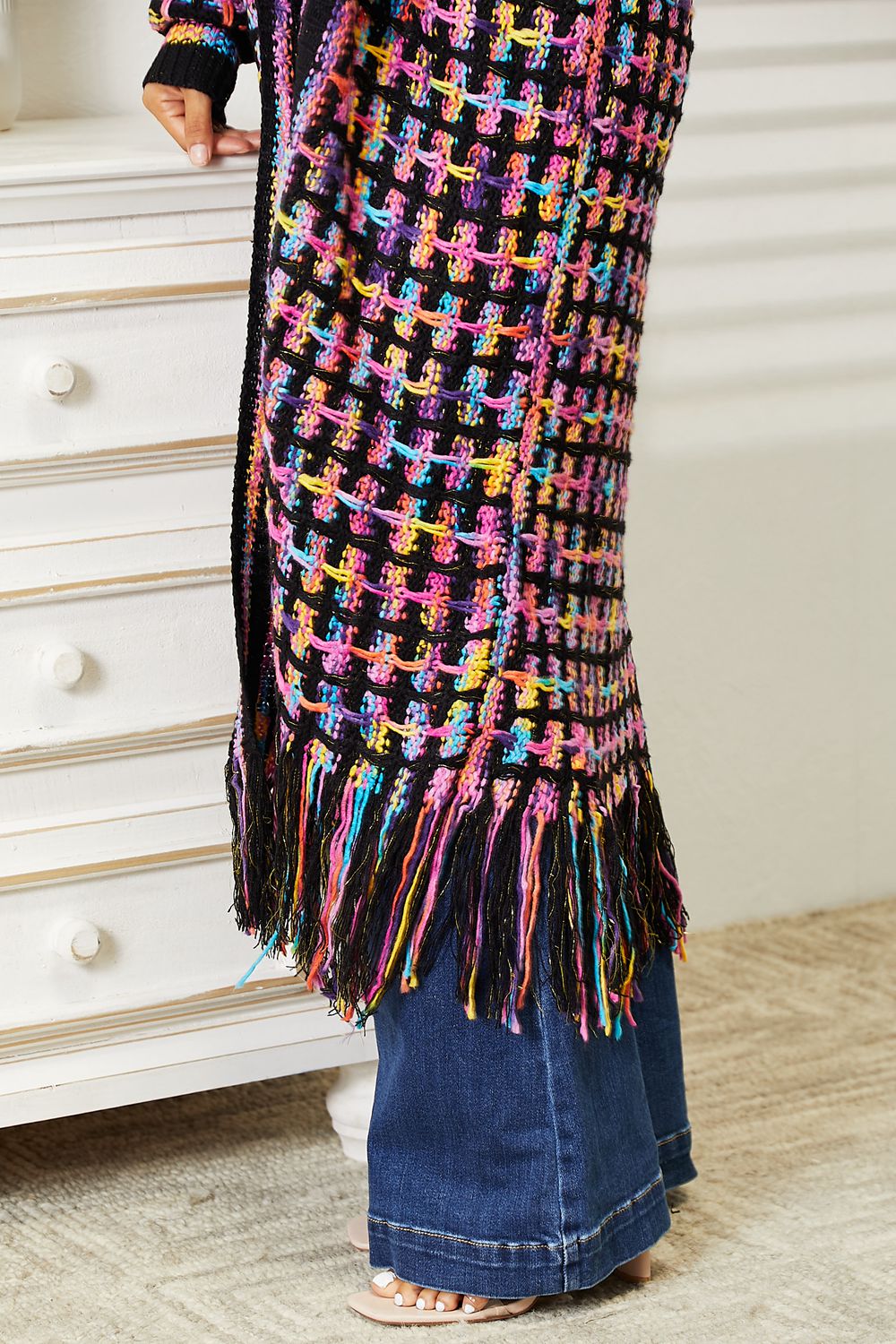 Kaleidoscope Fringe Long Cardigan