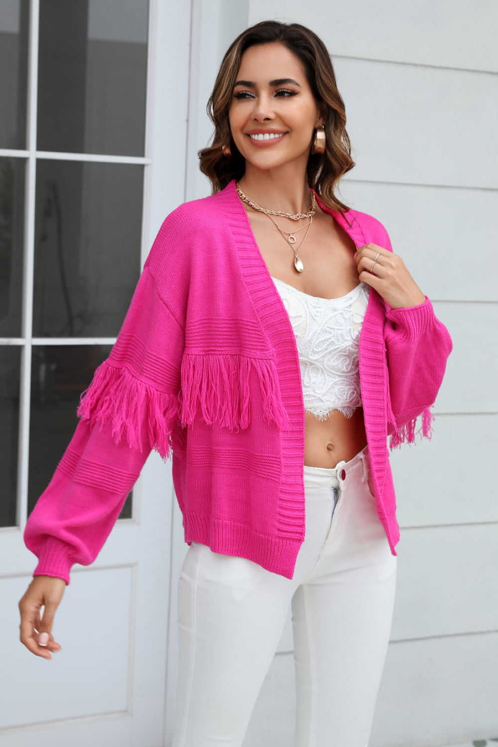 Fringe Open Front Cardigan
