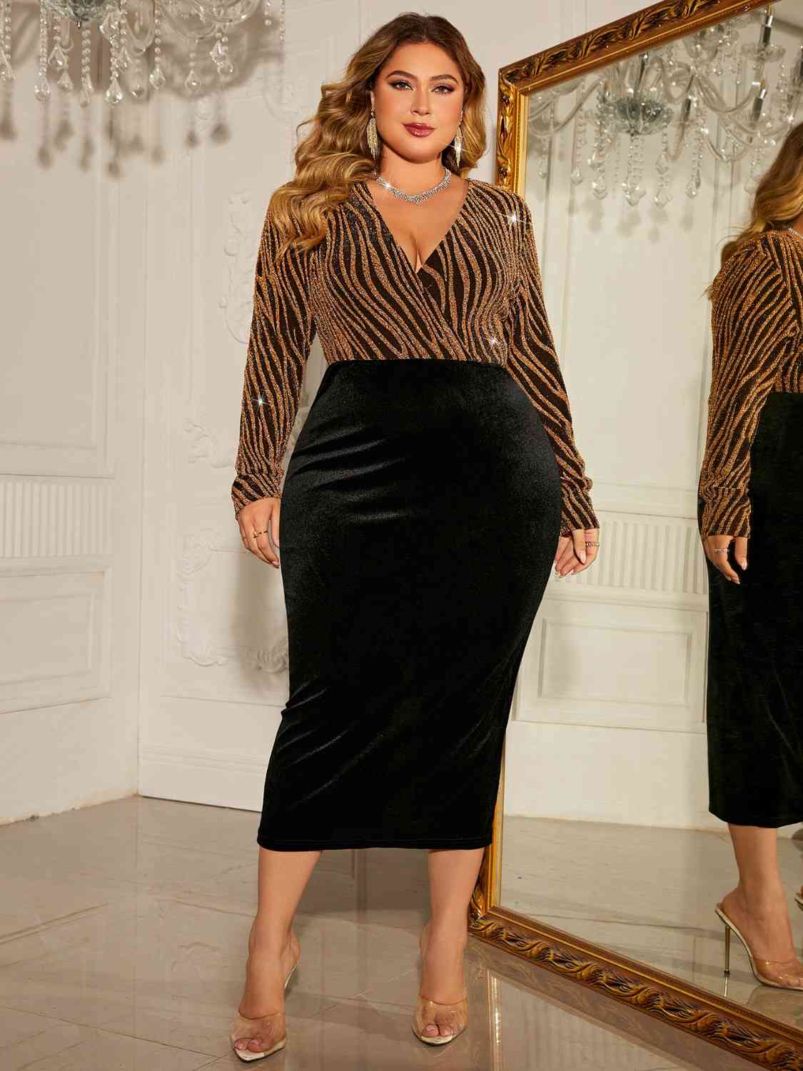 Plus Size Luxe Velvet Affair Surplice Dress
