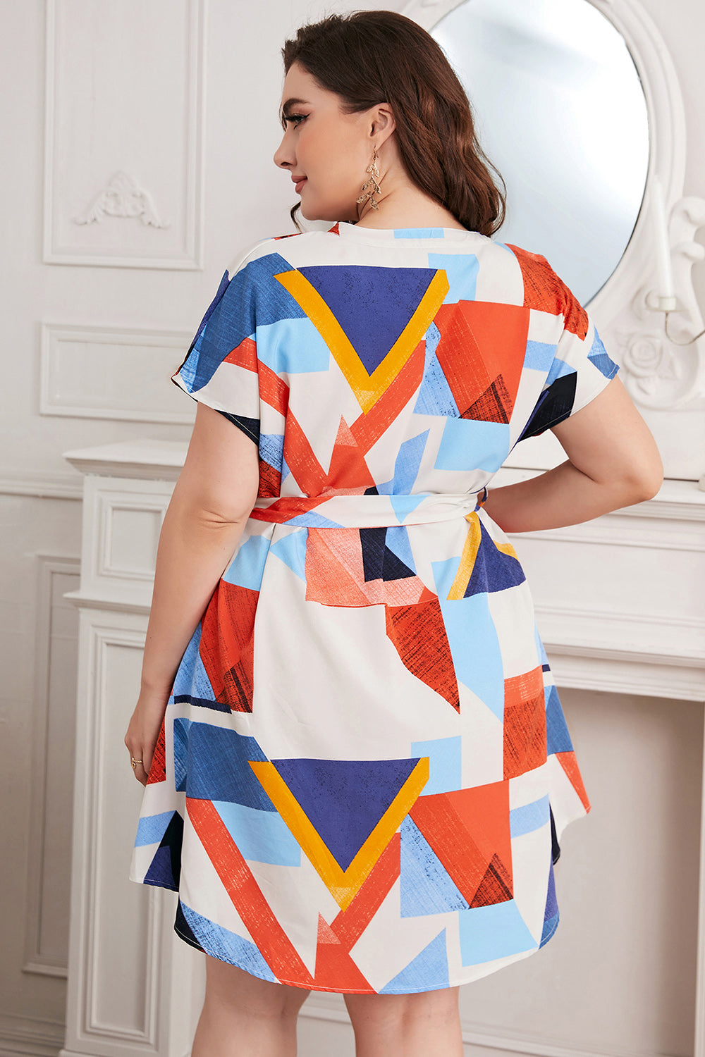 Vibrant Vistas Notched Neck Dress