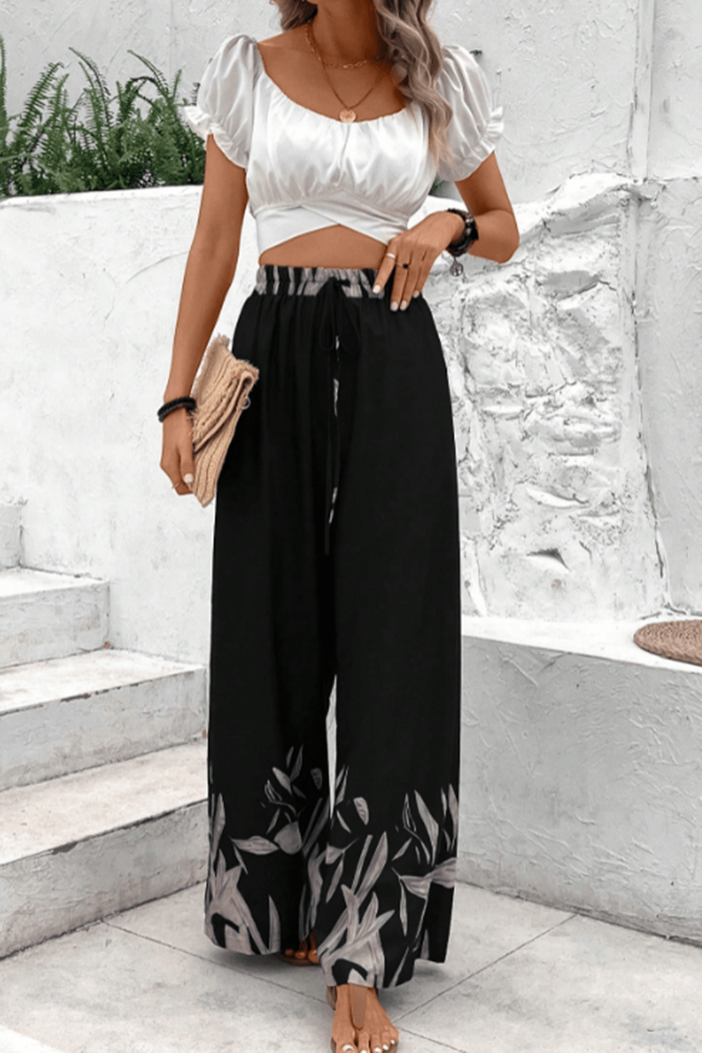 Drawstring High Waist Pants