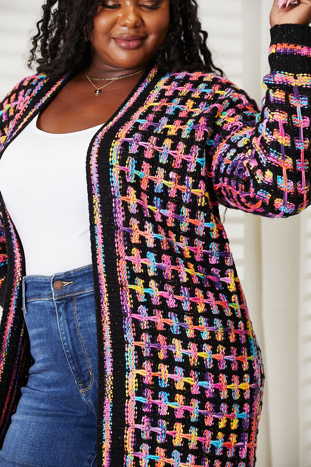 Kaleidoscope Fringe Long Cardigan