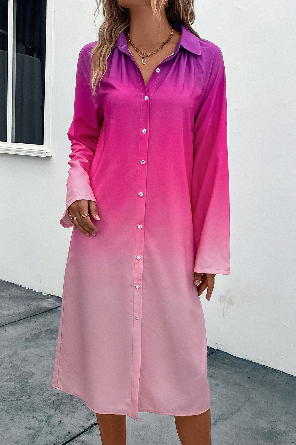Blush Horizon Shirt Dress