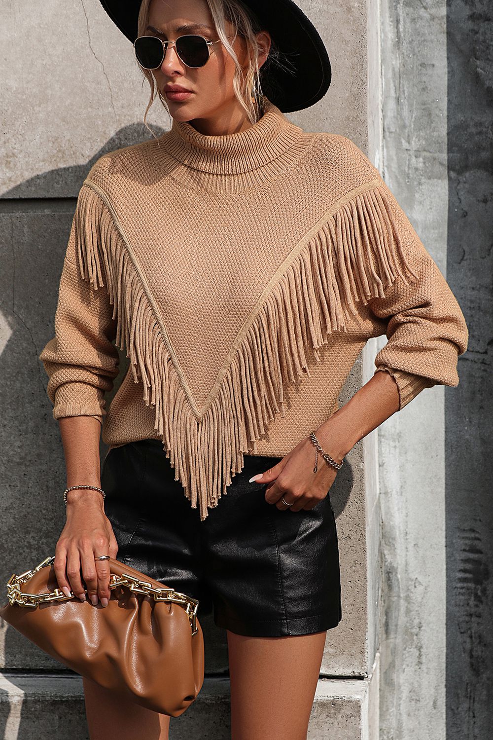 Esme Fringe Turtleneck Sweater