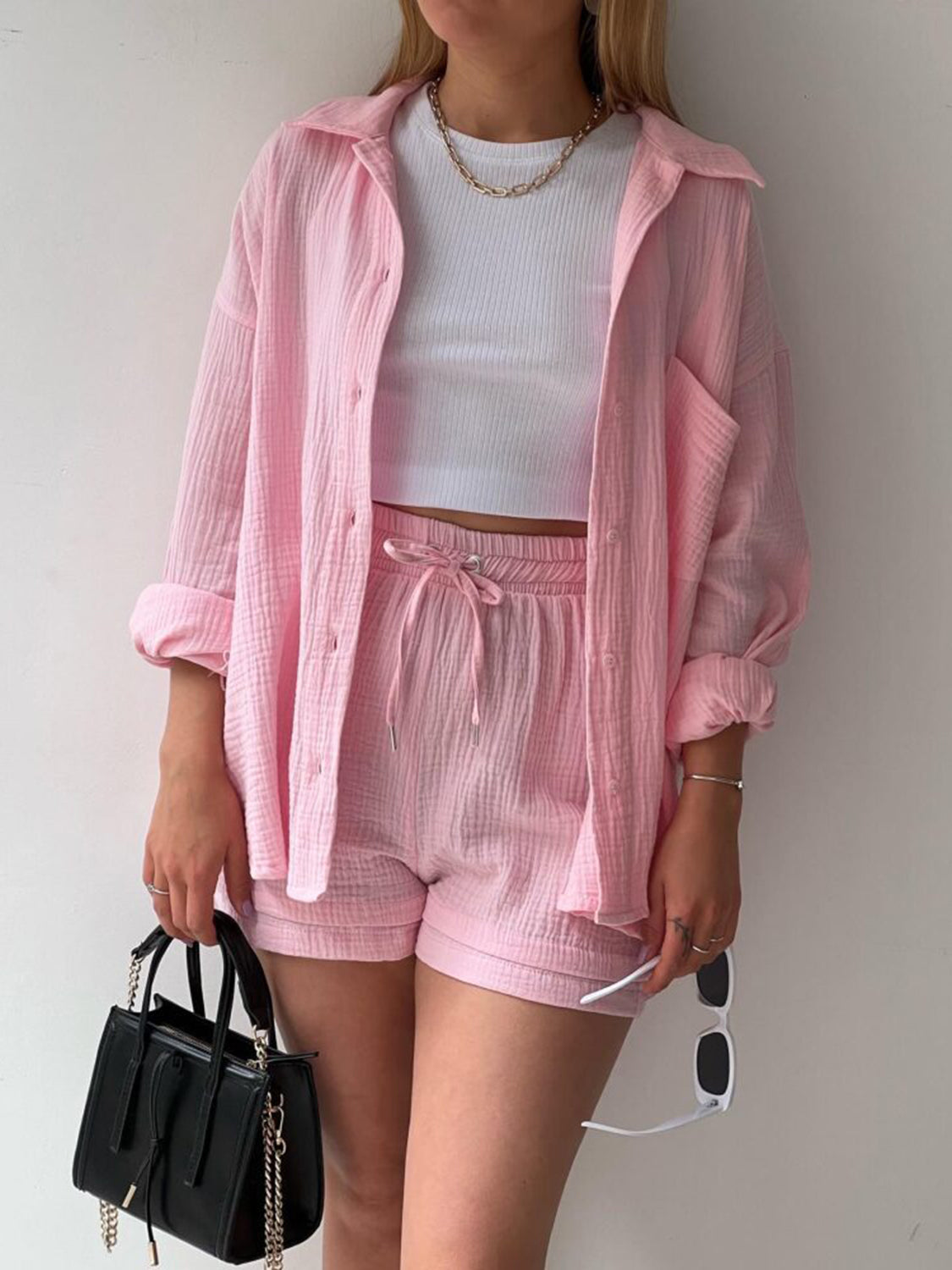 Joanna Button Up Shirt & Shorts Set