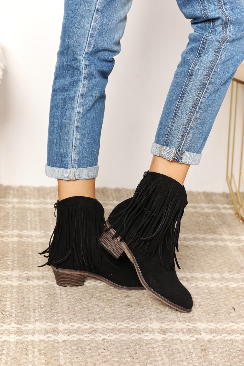 Western Fusion Fringe Ankle Boots