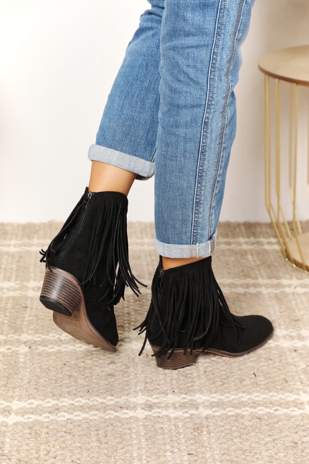 Western Fusion Fringe Ankle Boots