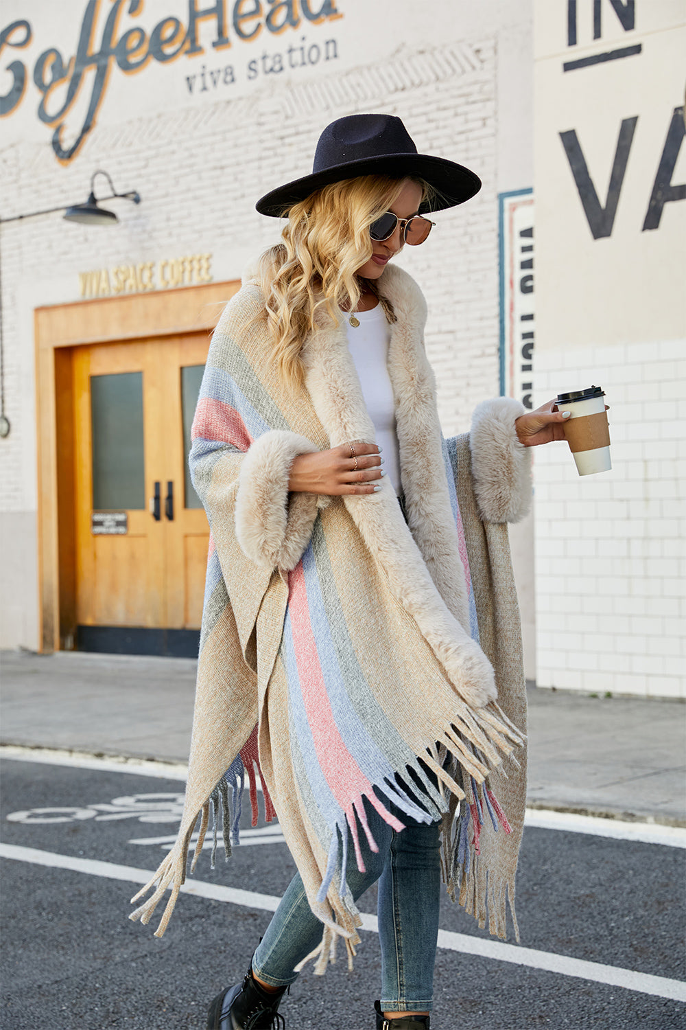 Cozy Glamour Fur Poncho