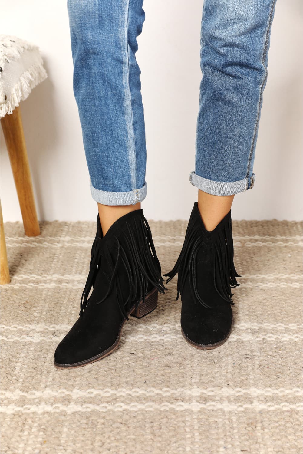 Western Fusion Fringe Ankle Boots
