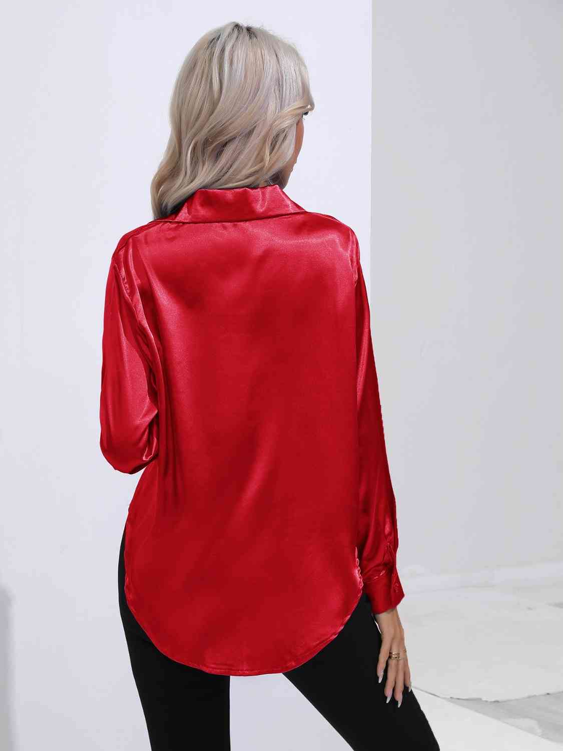 Satin Serenity Button-Up Shirt