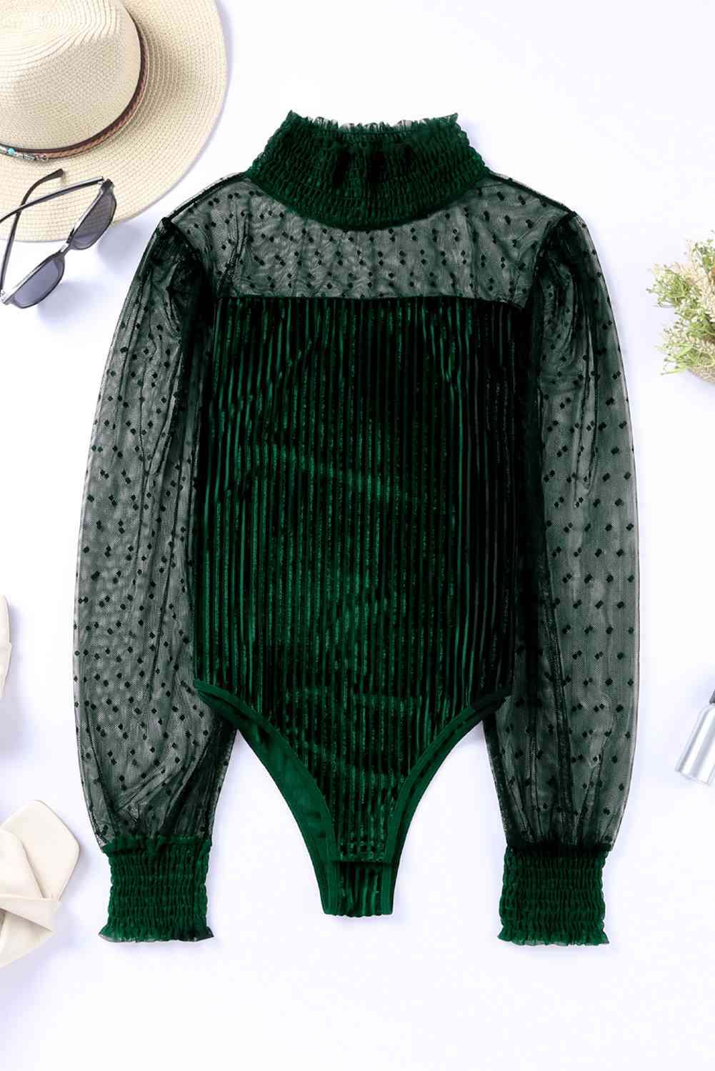 Velvet Whispers Mesh Sleeve Bodysuit