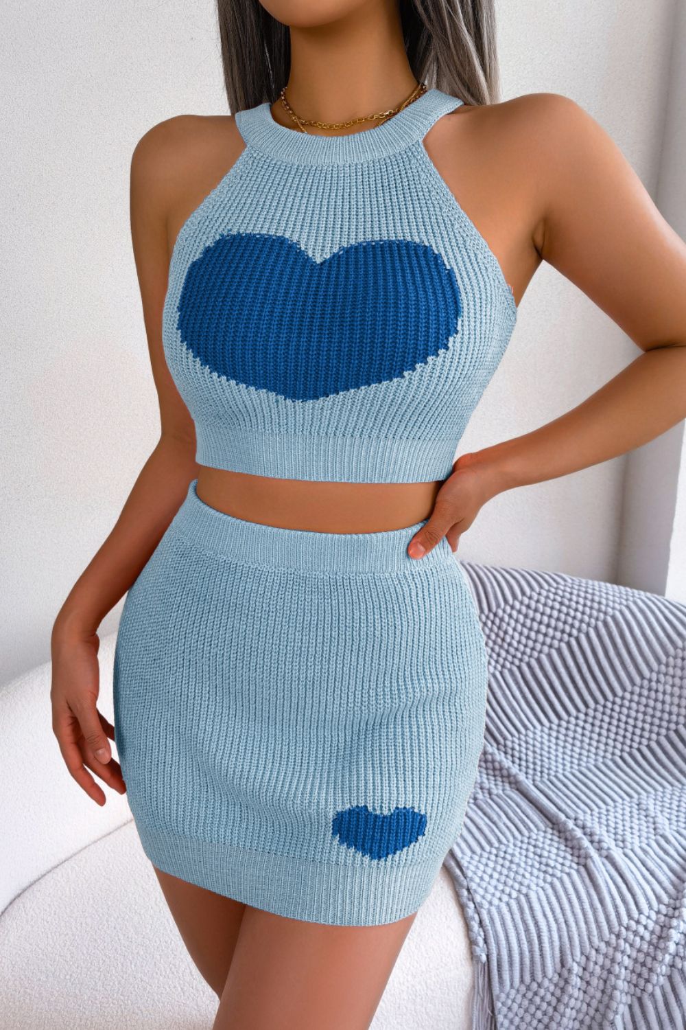 Sweetheart Ribbed Knit Set