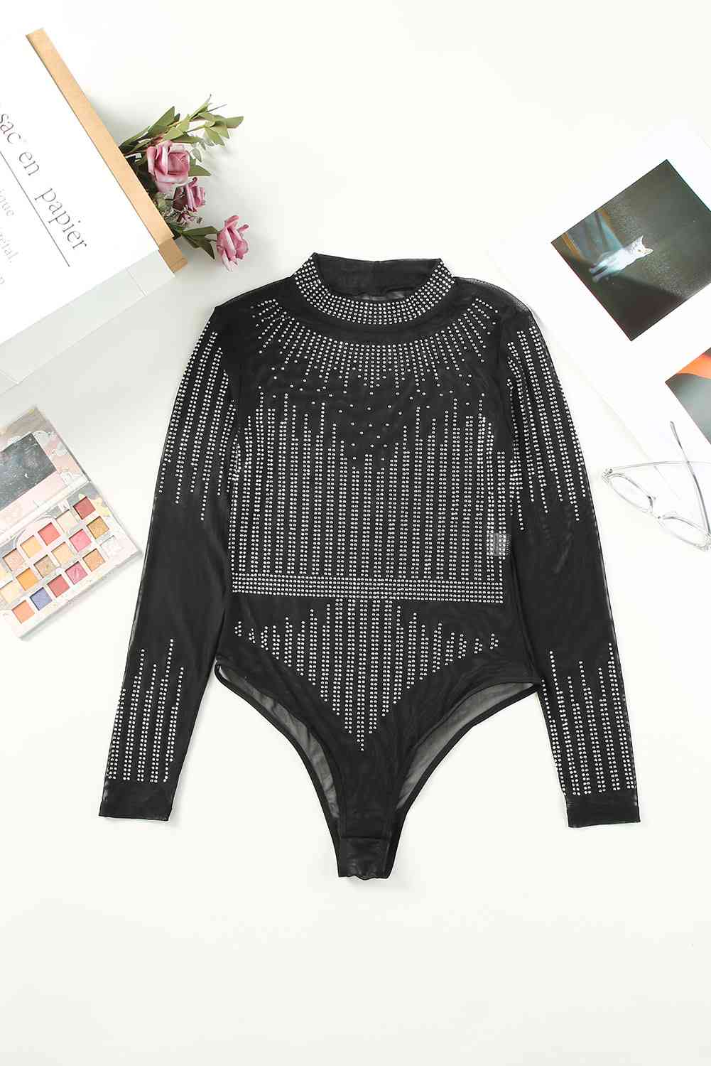 Lustrous Noir Long Sleeve Bodysuit