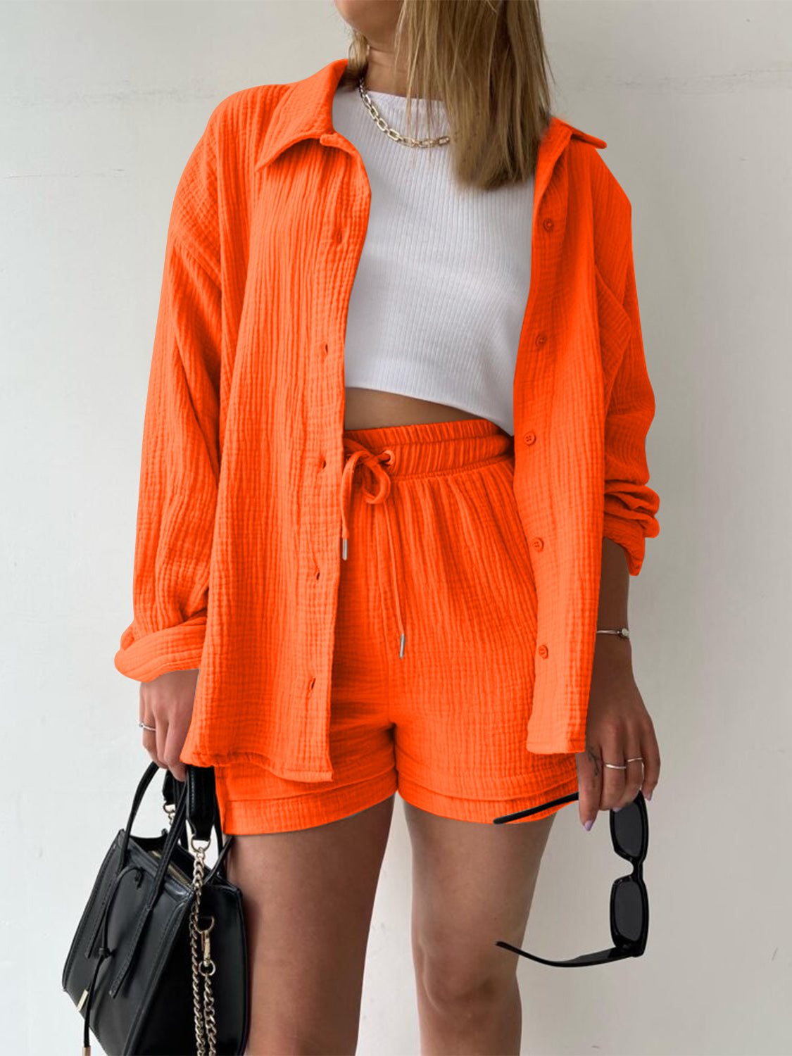 Joanna Button Up Shirt & Shorts Set