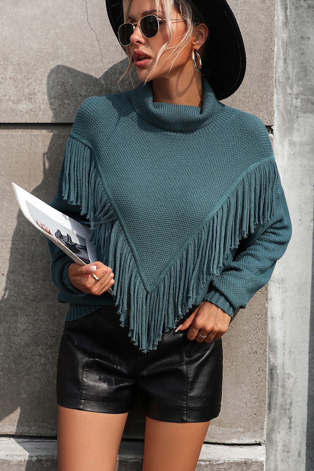 Esme Fringe Turtleneck Sweater