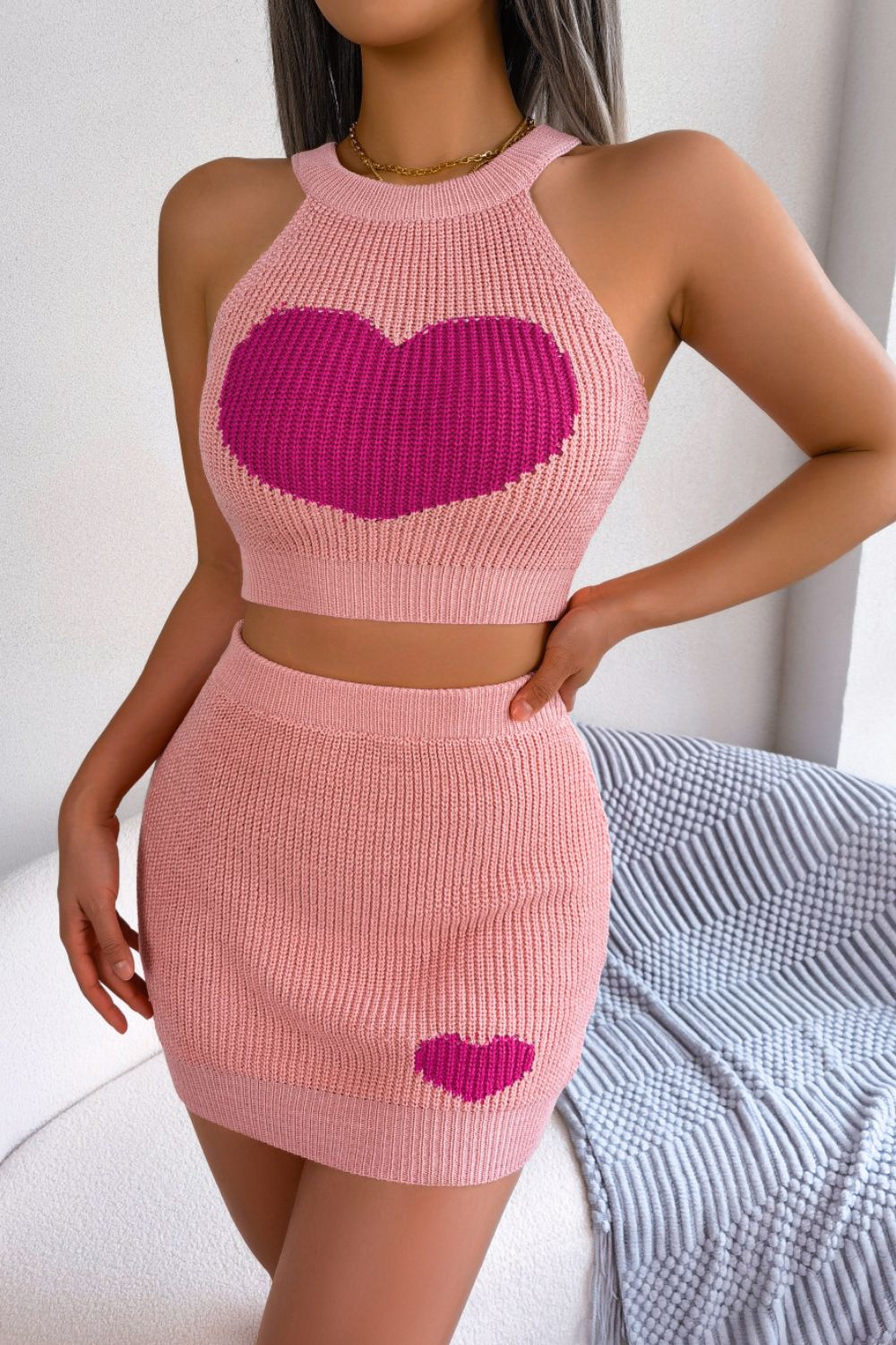 Sweetheart Ribbed Knit Set