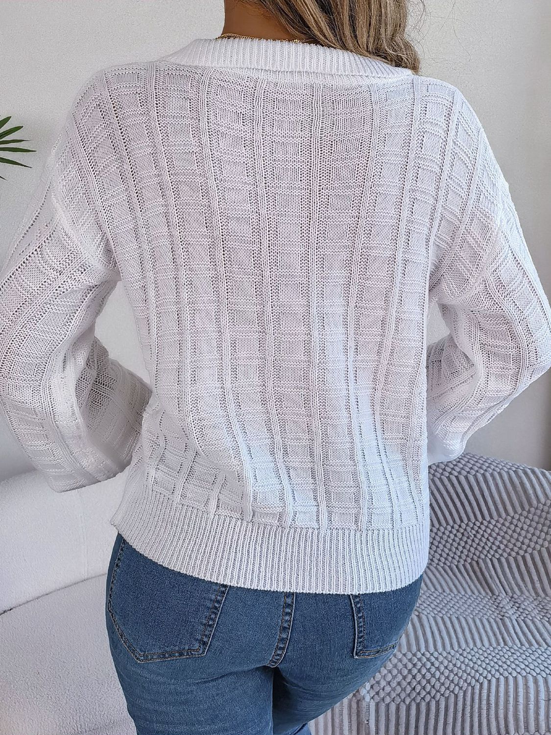 Effortless Textured Collared Sweater