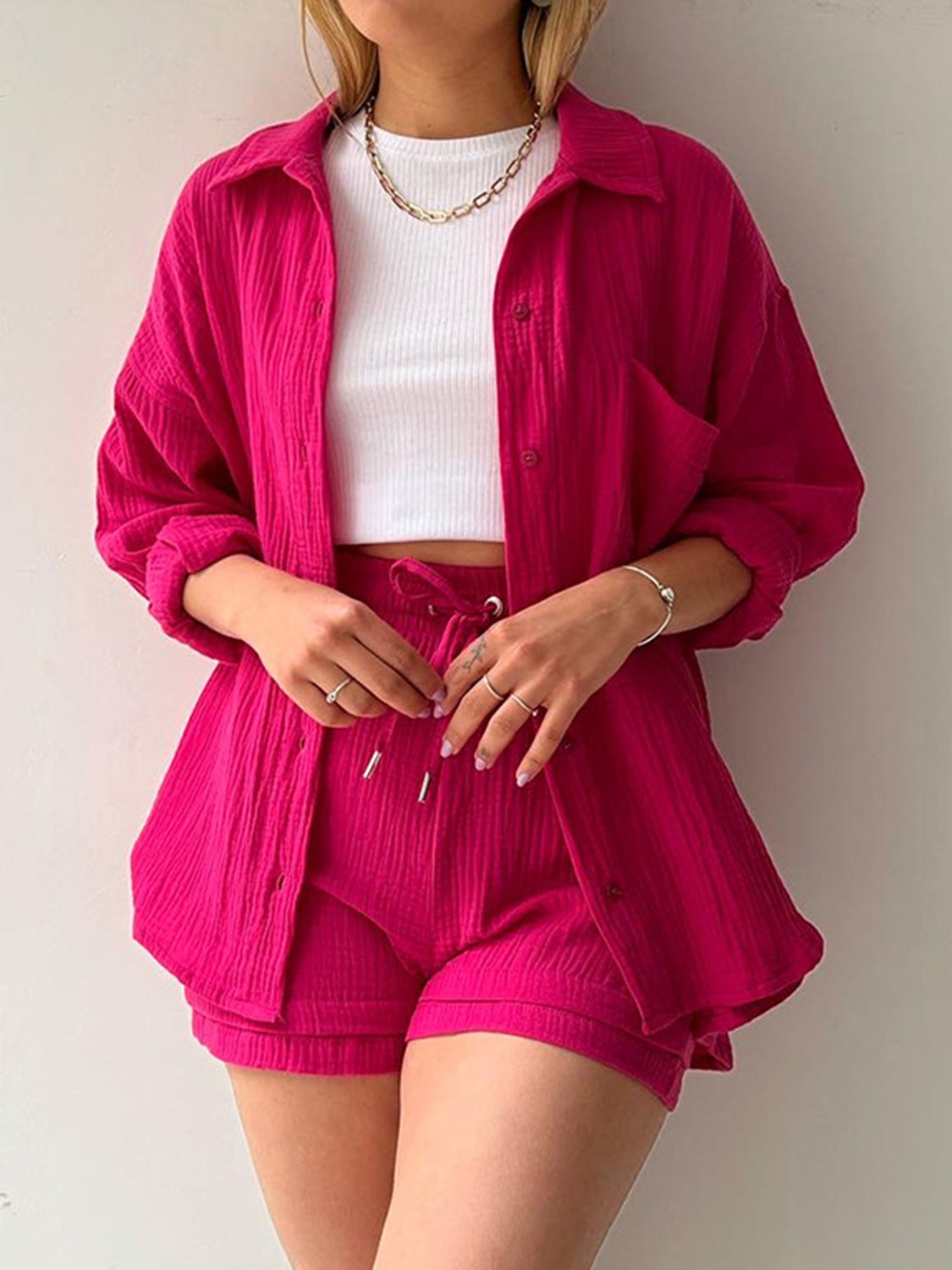 Joanna Button Up Shirt & Shorts Set