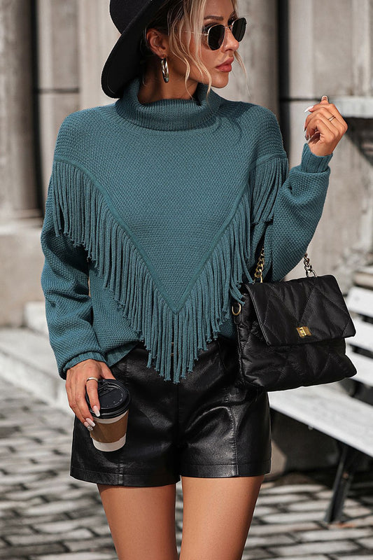 Esme Fringe Turtleneck Sweater