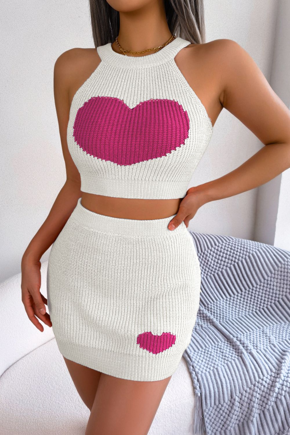 Sweetheart Ribbed Knit Set