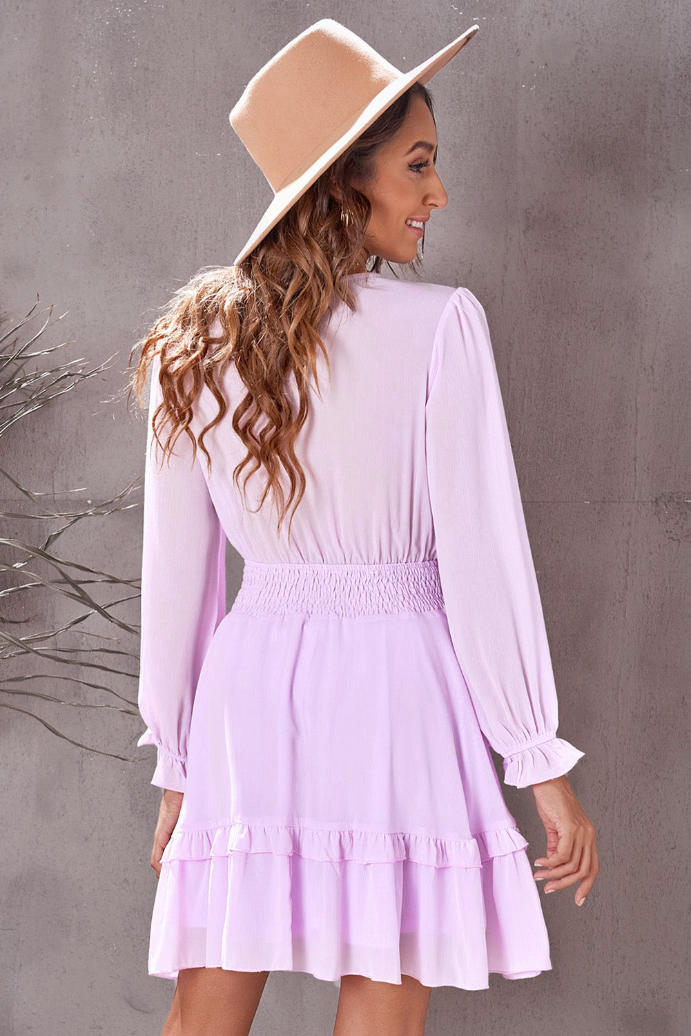 Whispering Meadows Flounce Sleeve Dress