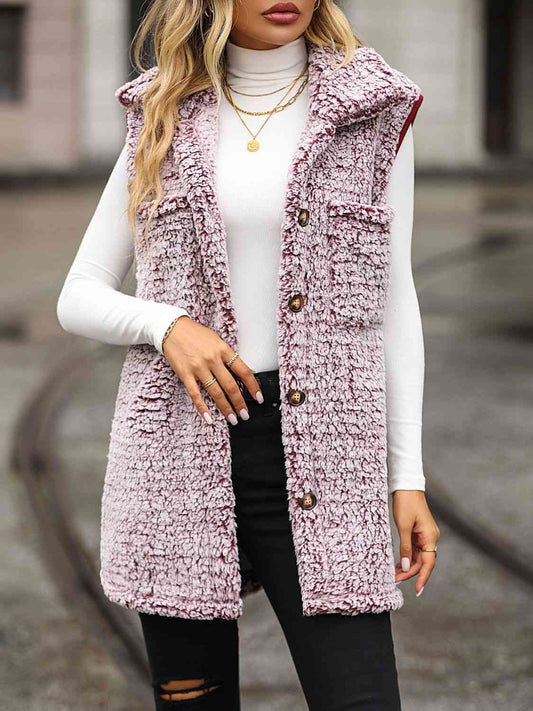 Arctic Allure Button-Down Sherpa Vest