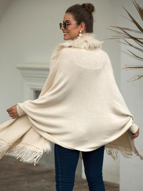 Fringed Elegance Open Poncho