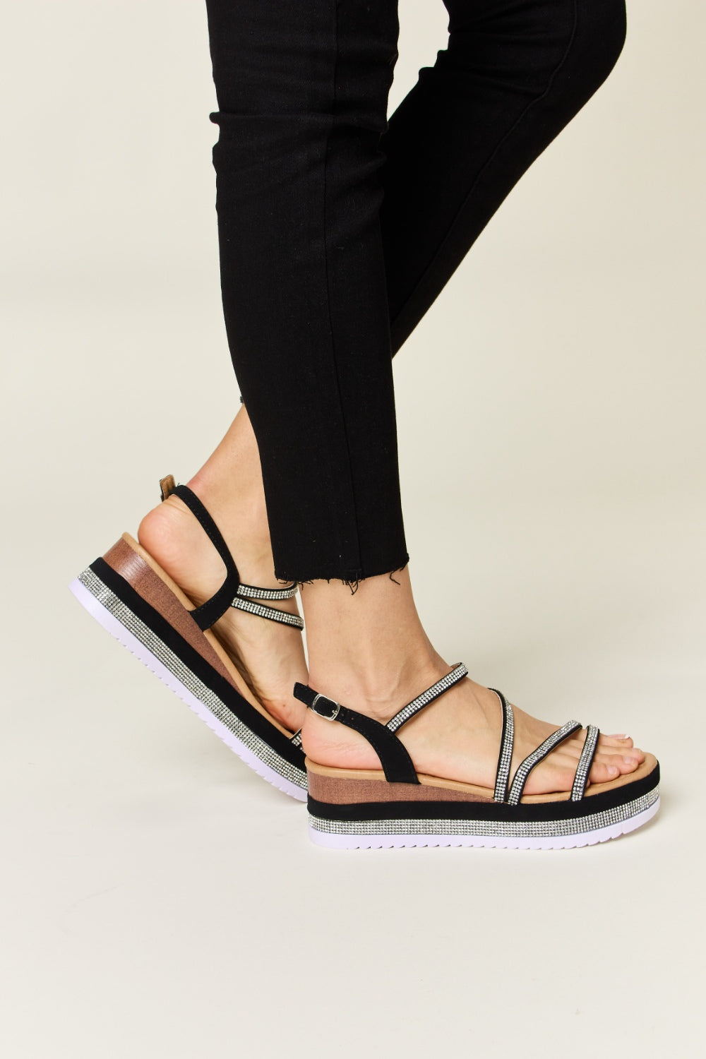 Sparkle Strut Wedge Sandals