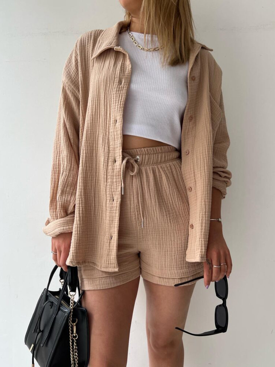 Joanna Button Up Shirt & Shorts Set