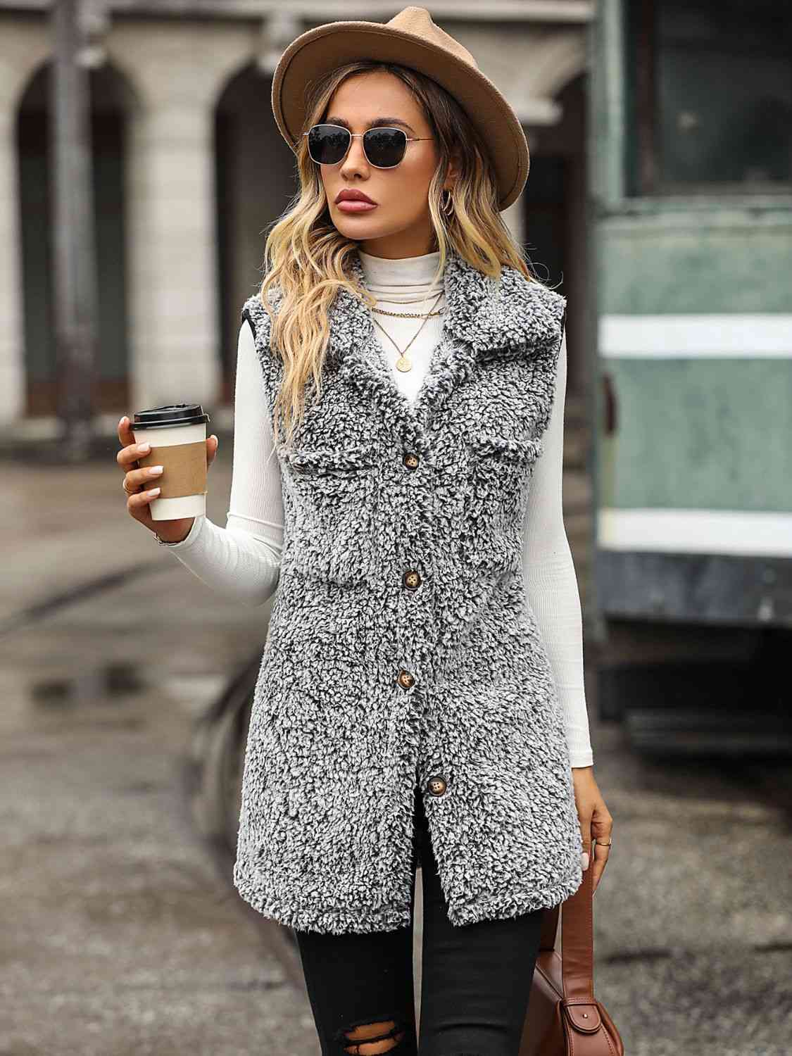 Arctic Allure Button-Down Sherpa Vest