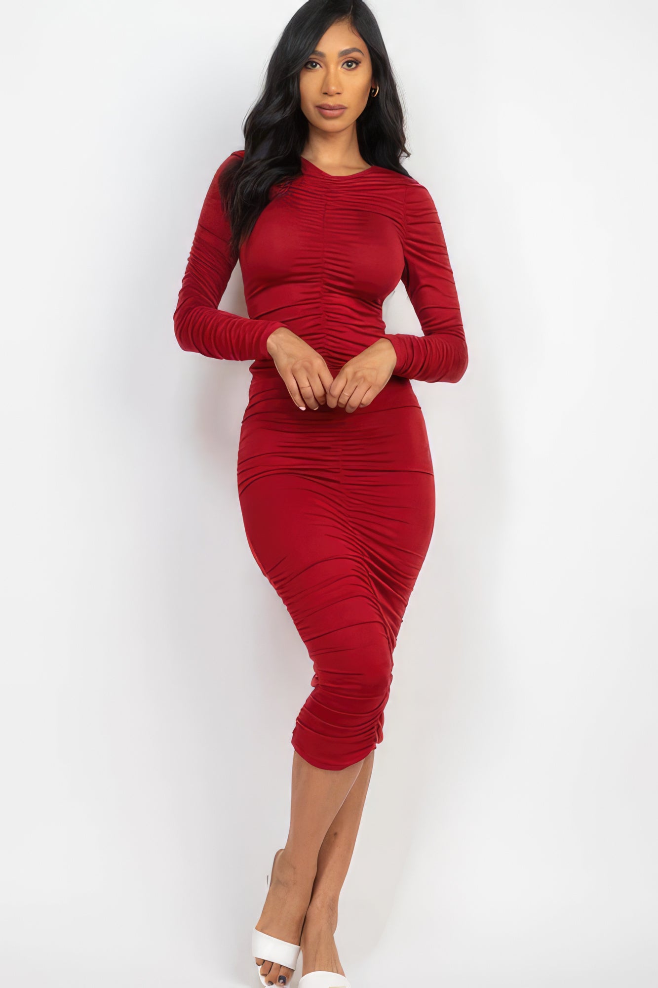 Radiant Ruching Midi Dress