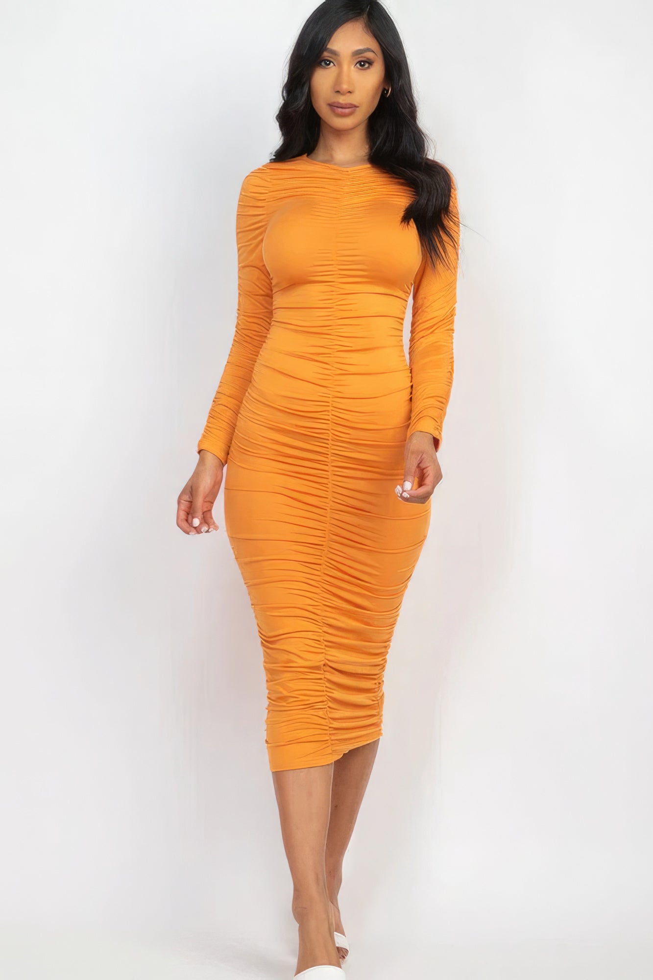 Radiant Ruching Midi Dress