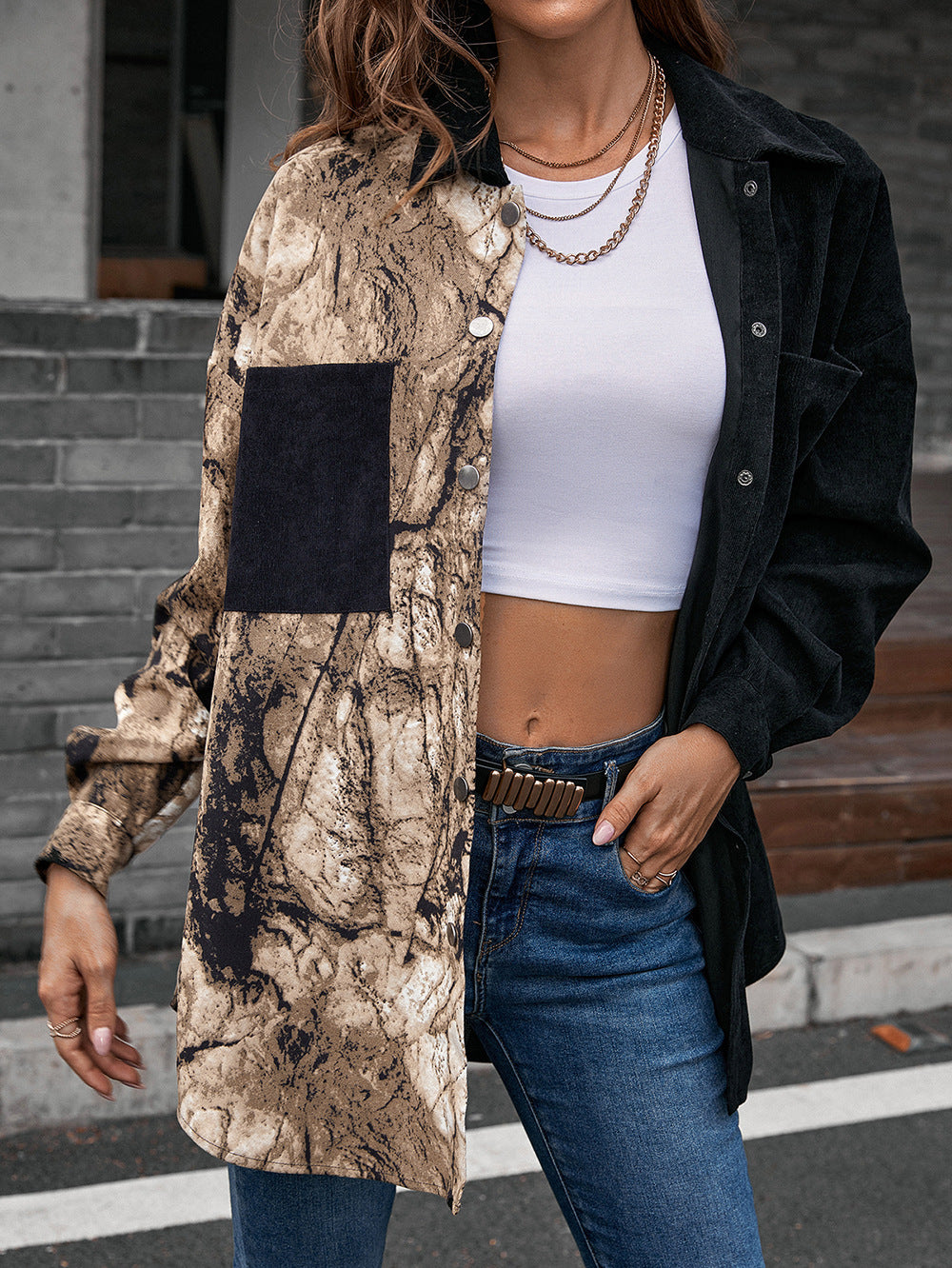 Collared Contrast Top