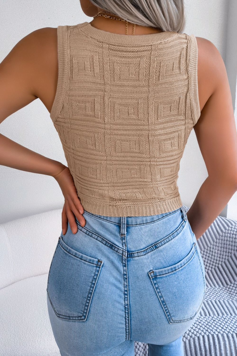 Peekaboo Sleeveless Knit Top