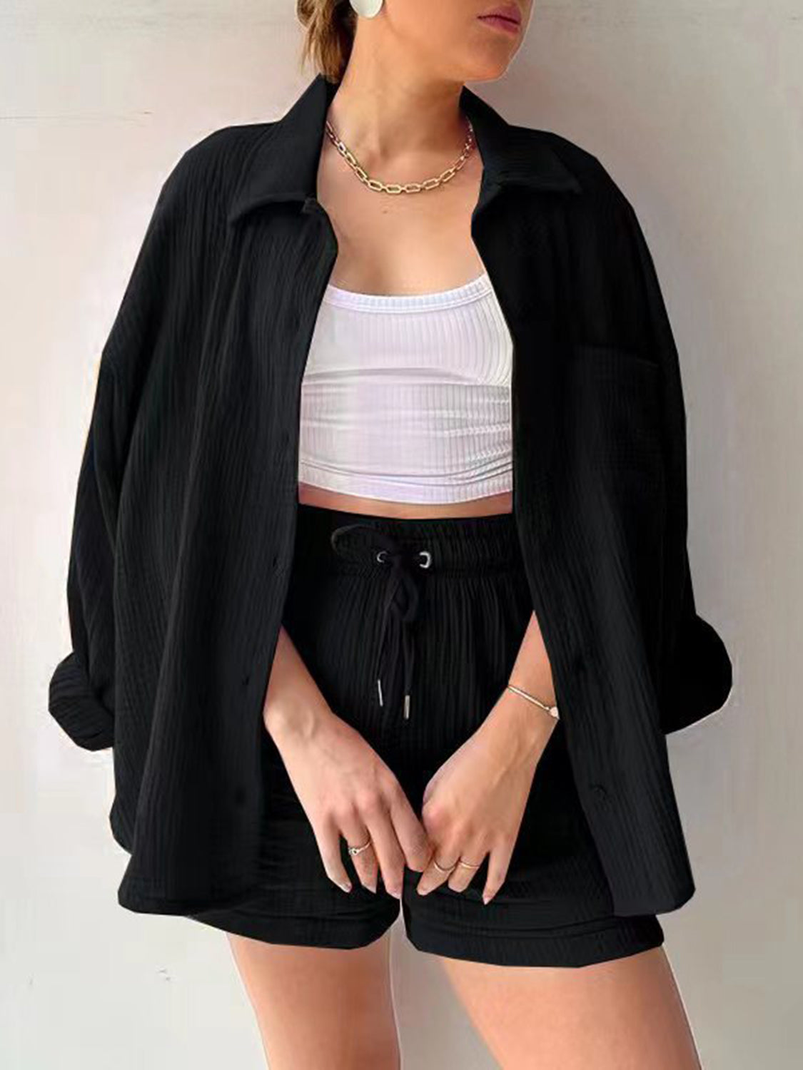 Joanna Button Up Shirt & Shorts Set