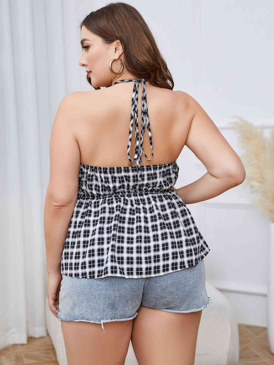 Curves in Checks Plus Size Halter Cami