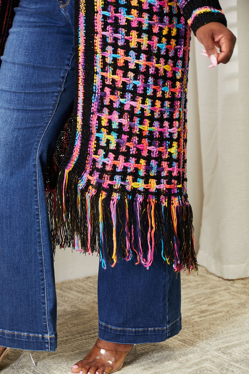 Kaleidoscope Fringe Long Cardigan