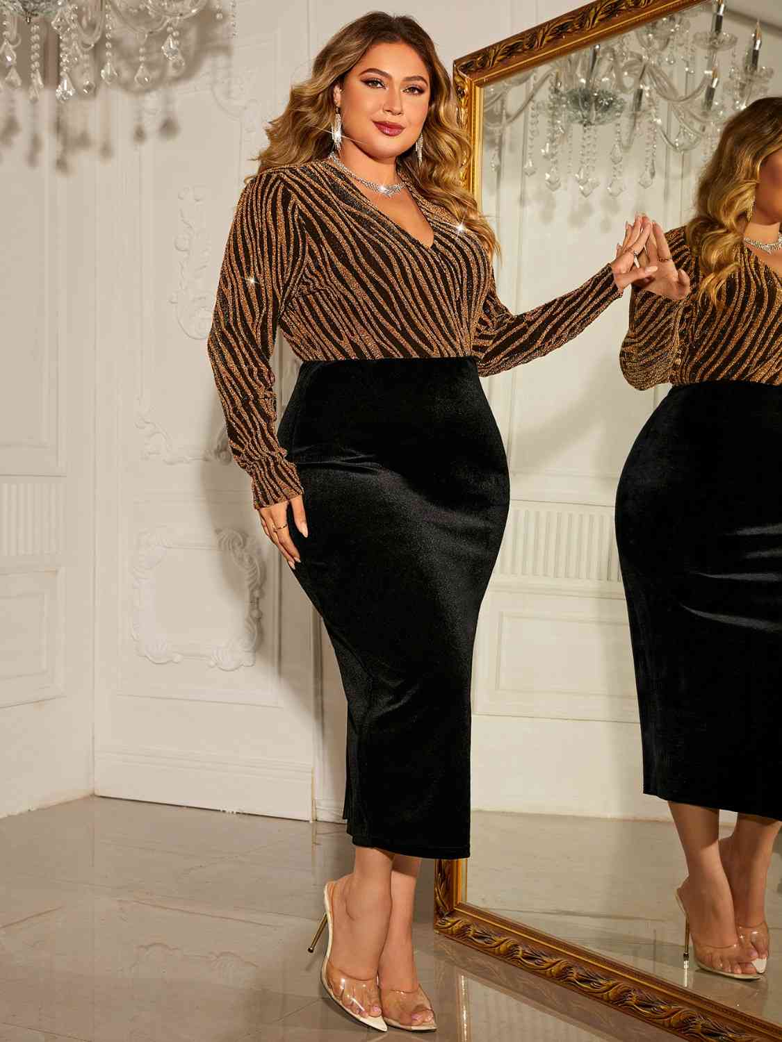 Plus Size Luxe Velvet Affair Surplice Dress